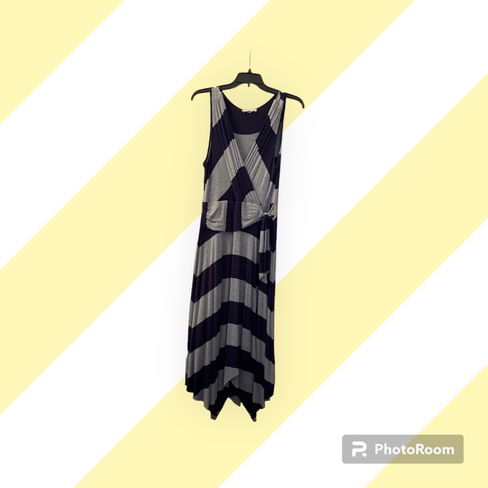 Women Dress by Spense, Gray & Navy, Size S, Sleeveless, Lows below knee , Stiped